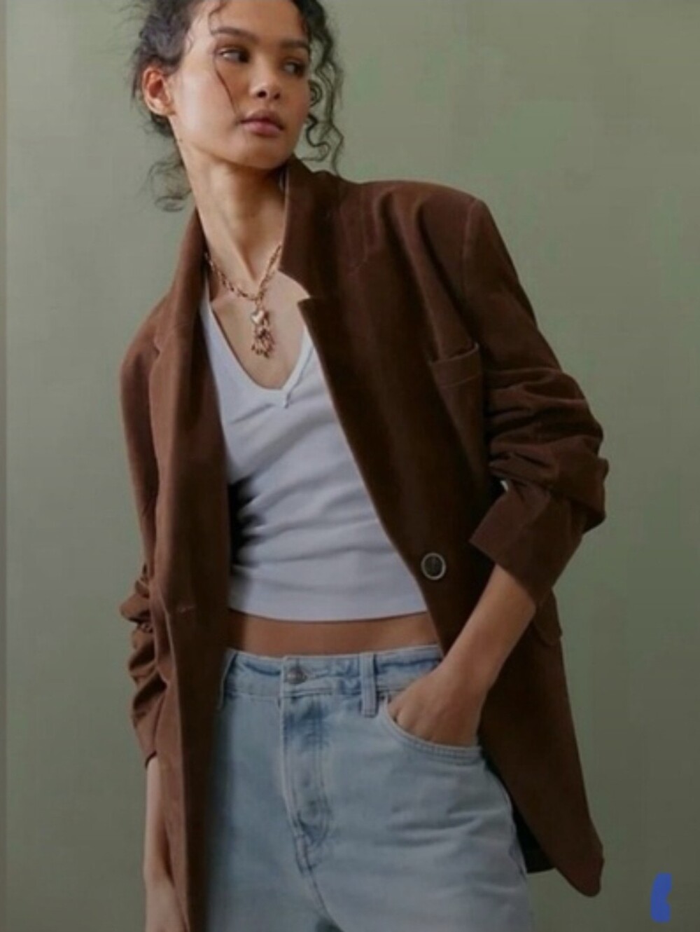We The Free Brown Suede Blazer Large